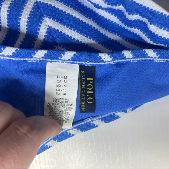 Polo Ralph Lauren Blue White Chevron Bikini Set Top L Bottom M - Picture 6 of 9